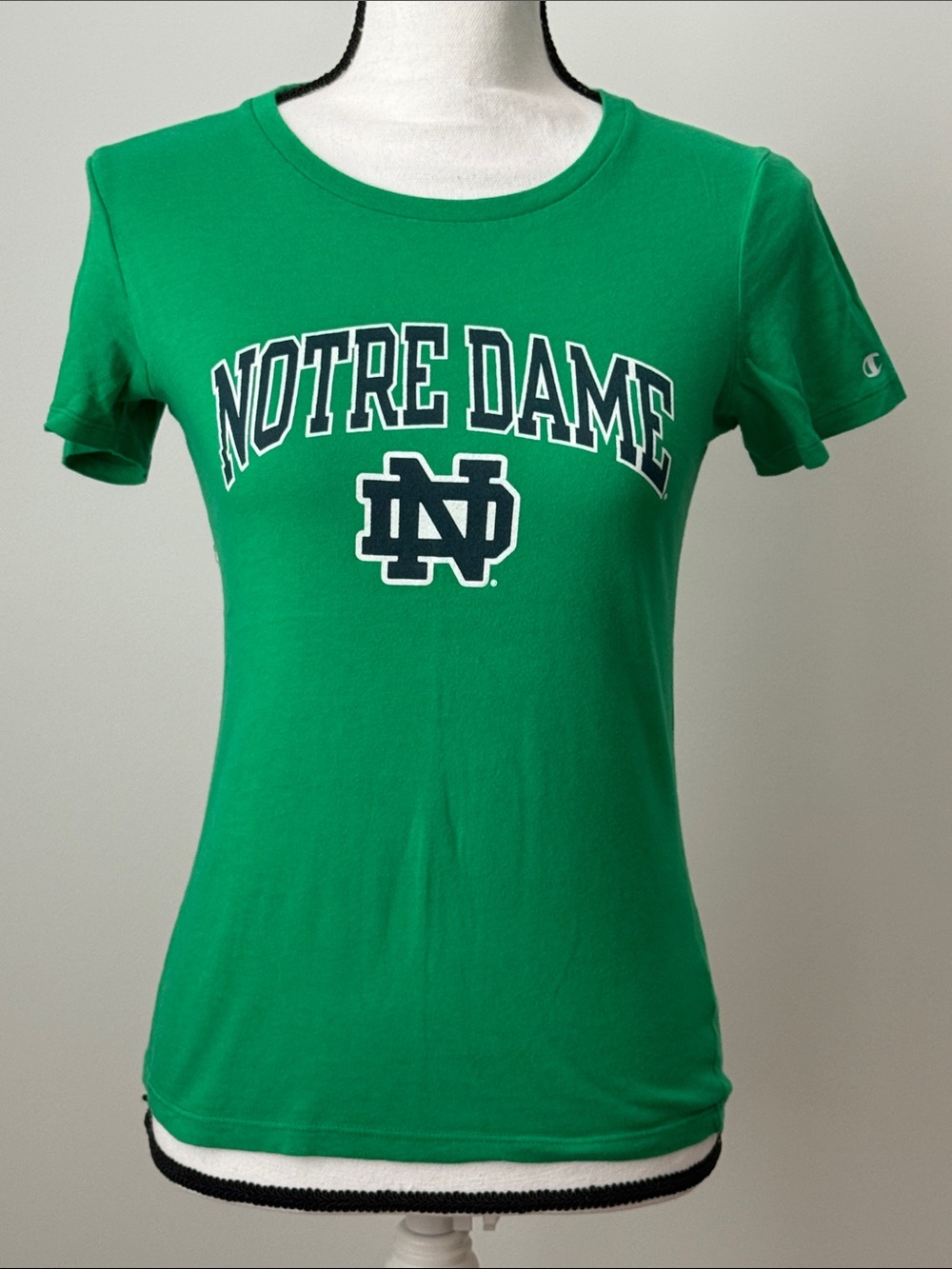 Champion Women's Notre Dame Green Short Sleeve Tee, Size XS